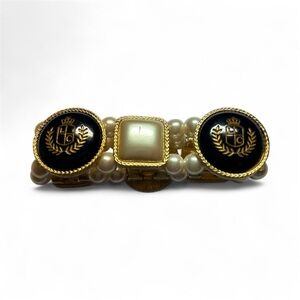 Vintage Liz Claiborne Gold Stretch Bracelet with Pearl Accents